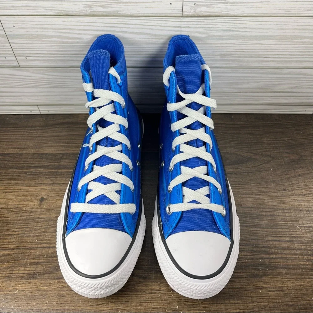 Converse High Top Sneakers in Bright Blue and White - Picture 6 of 10